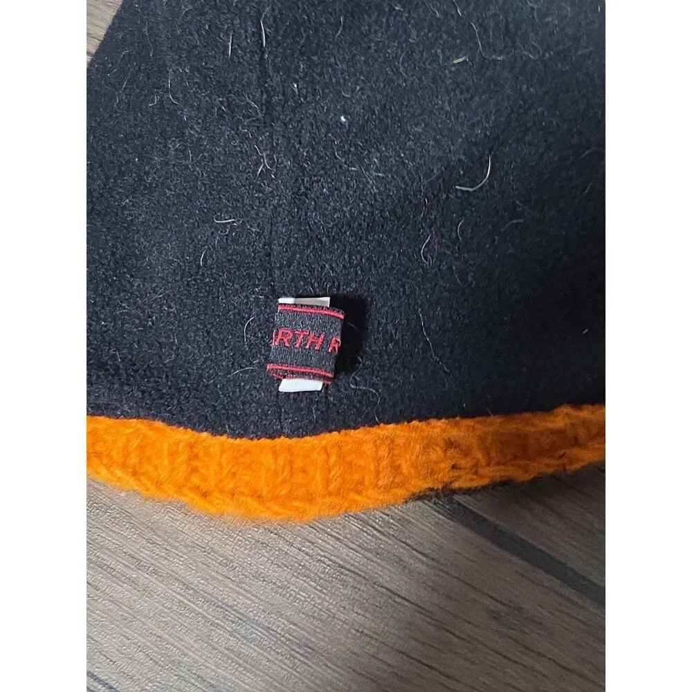 Earth Ragz 100% Pure Wool Beanie Hat Fair Isle Orange Grey Boho Heavy Knit OS